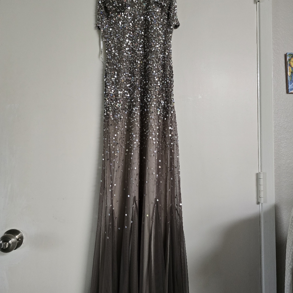 Sequin Gown in Silver and Gray
